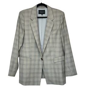 Lafayette 148 Virgin Wool Blend Blazer 12 Heritage Print Single Breast Academia